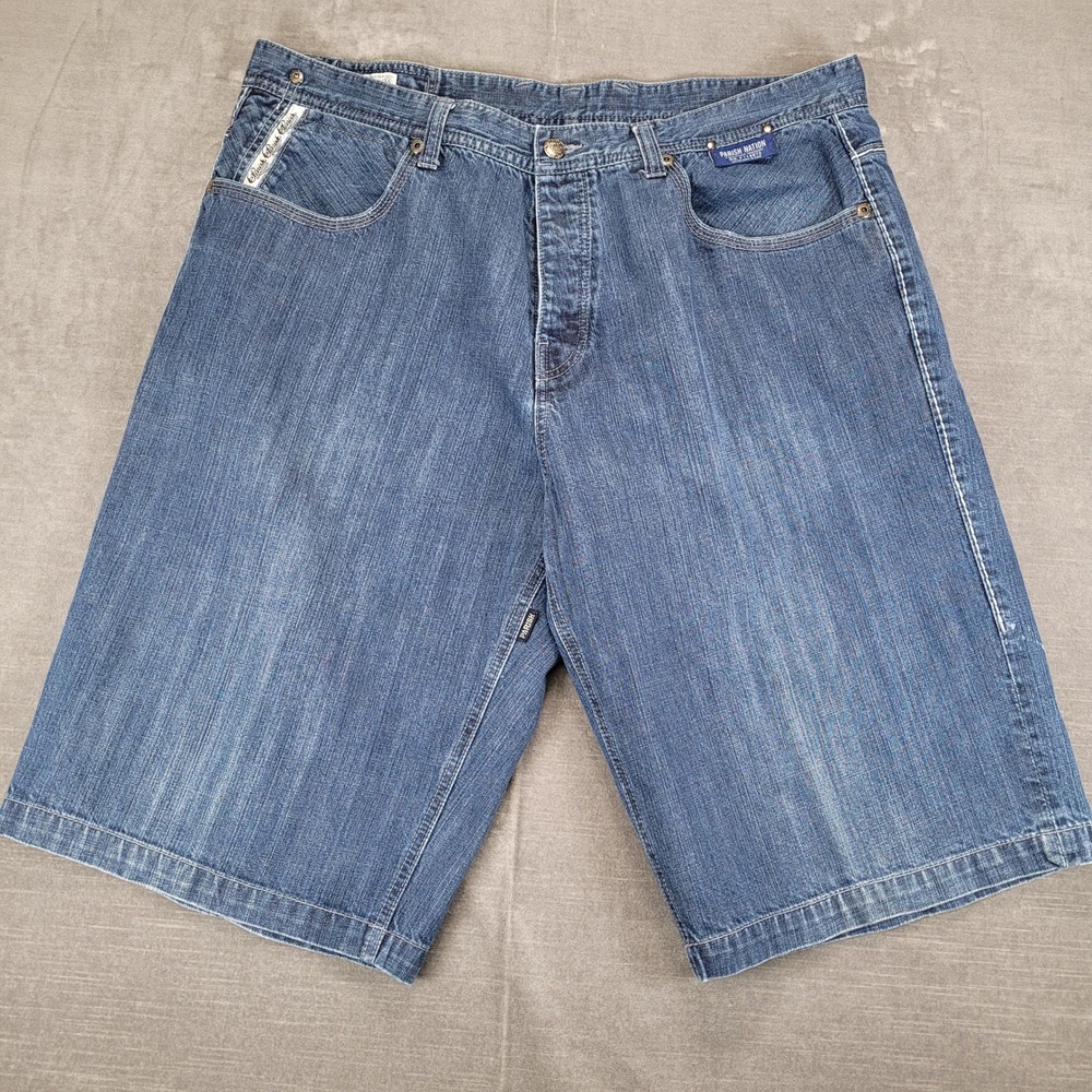 Parish‎ Nation Y2K Men's Size 42 Blue Denim Shorts Baggy Wide Leg Hip Hop Grunge